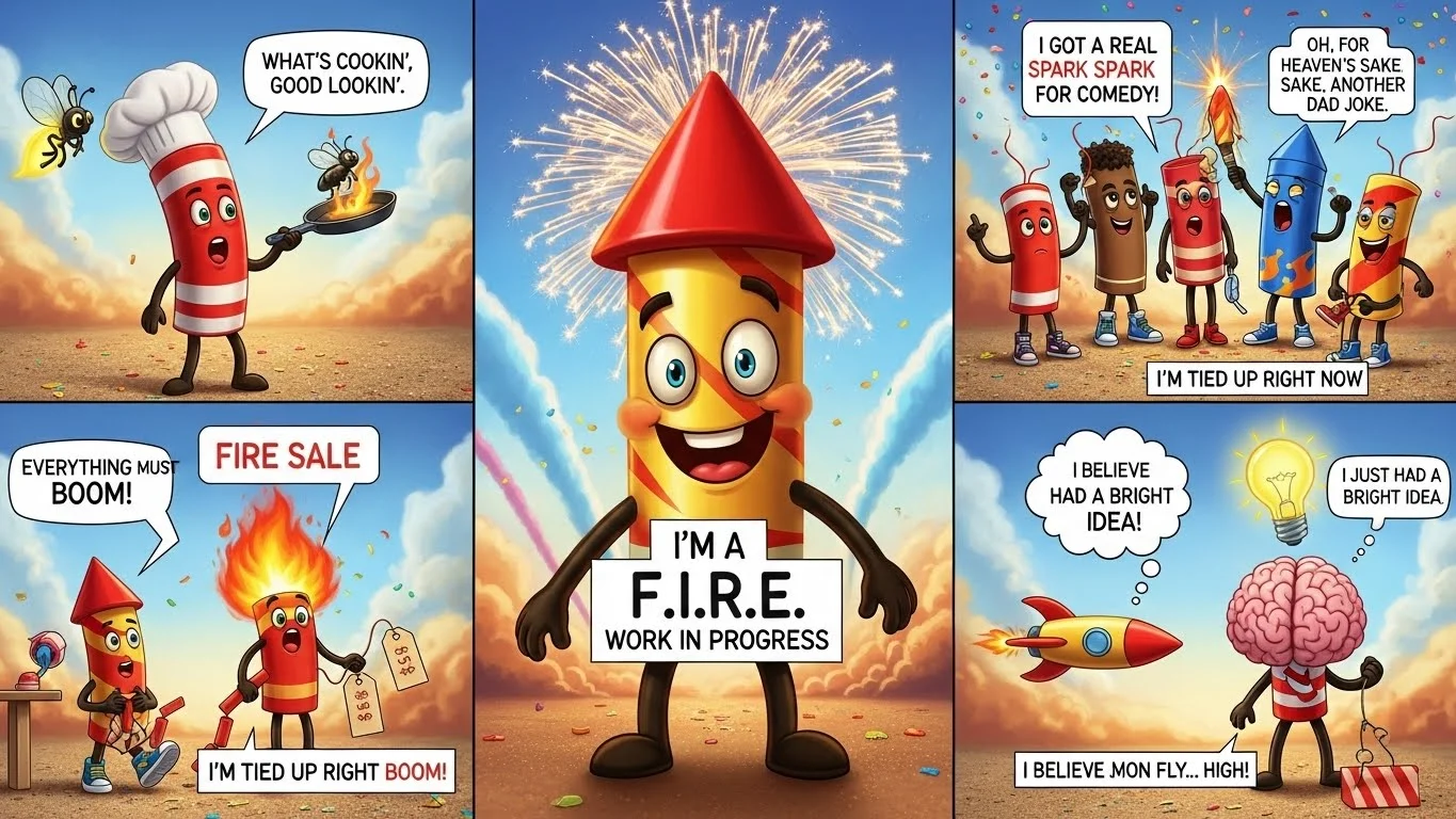 Funny Fireworks Puns Captions 🎆