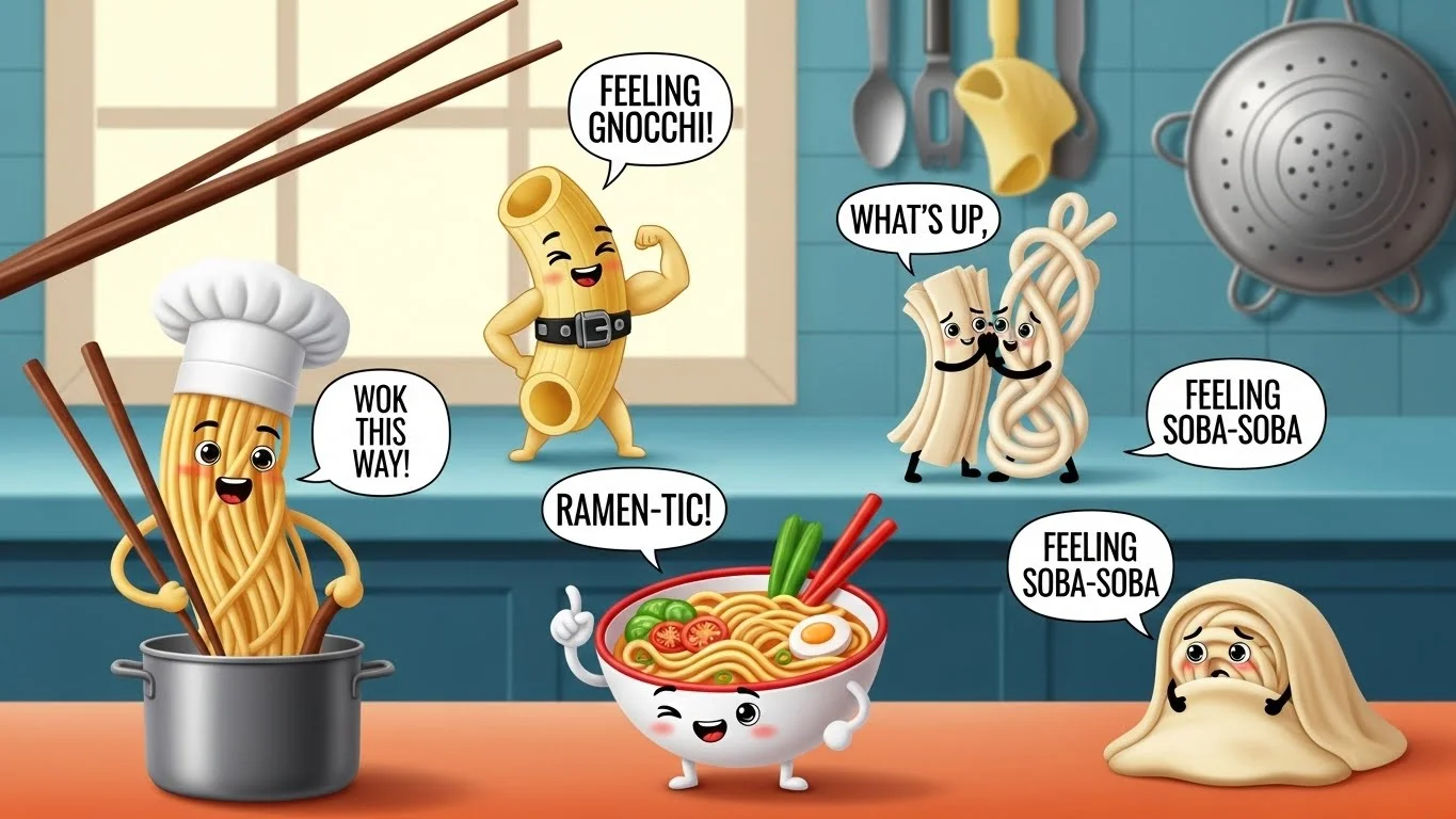 Funny Noodle Puns and Hilarious Captions for Social Media 🍜