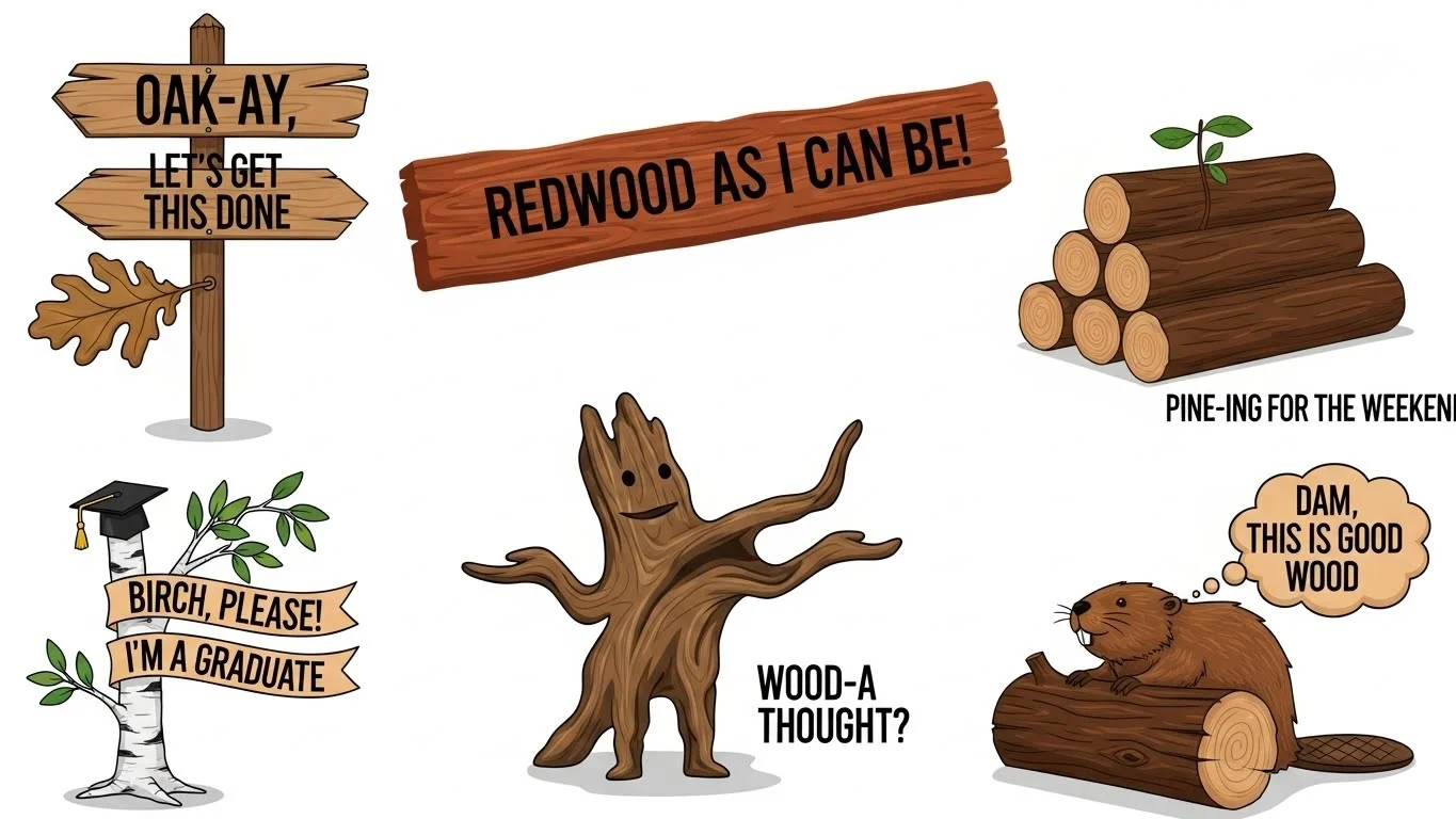 Funny Wood Captions 🌳