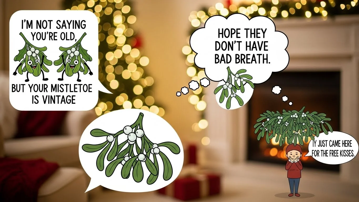 🎄 Funny Mistletoe Jokes Captions