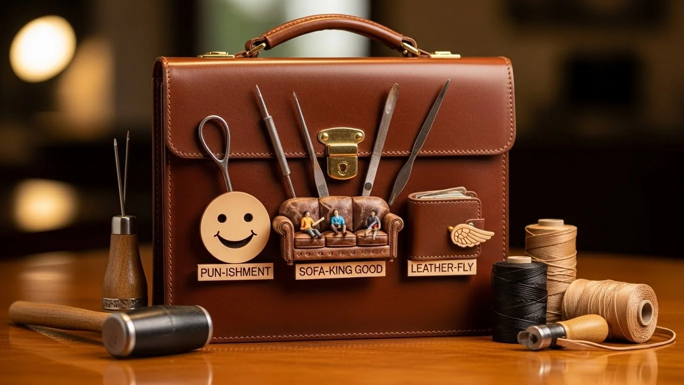 👜 Funny Leather Puns Captions