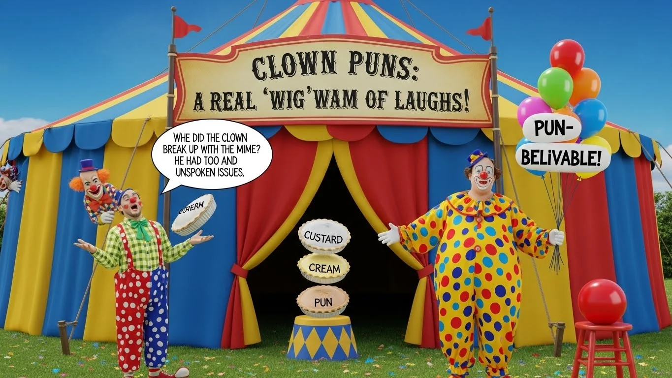 😂 Funny Clown Puns Captions