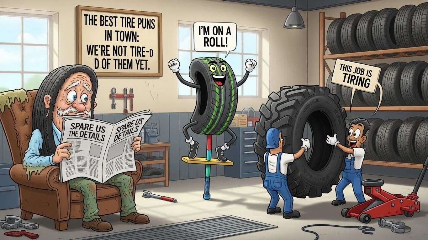 😄 Funny Tire Puns Captions